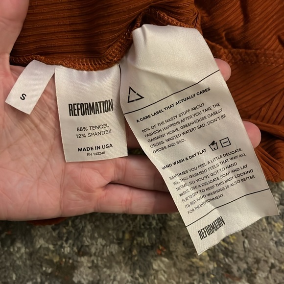 Reformation Orange Ribbed Long Sleeve Sz S - Picture 4 of 5